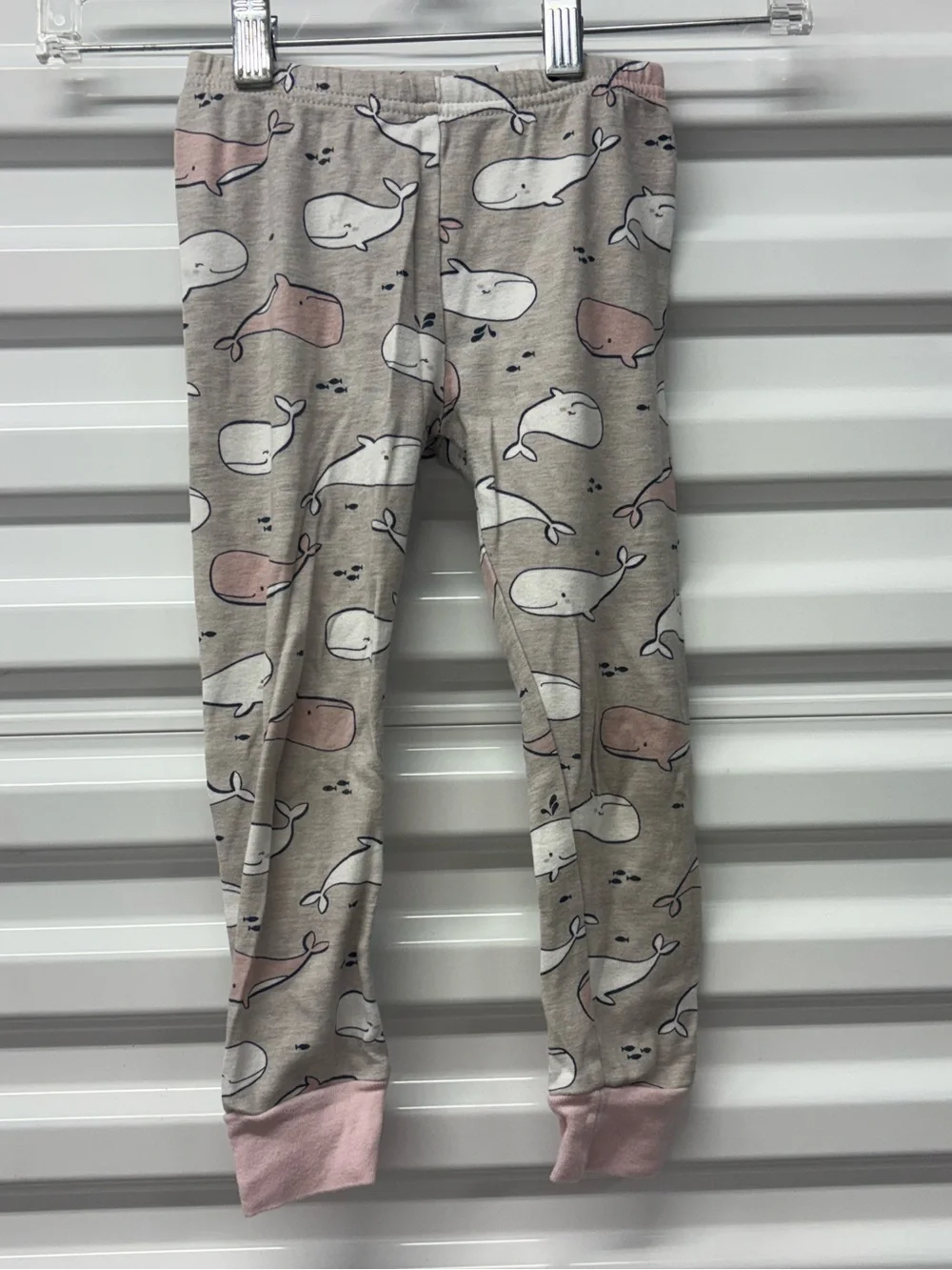 Carter's Whale Print Knit Leggings Pants 4T Gray/Pink/White Cotton Pull On